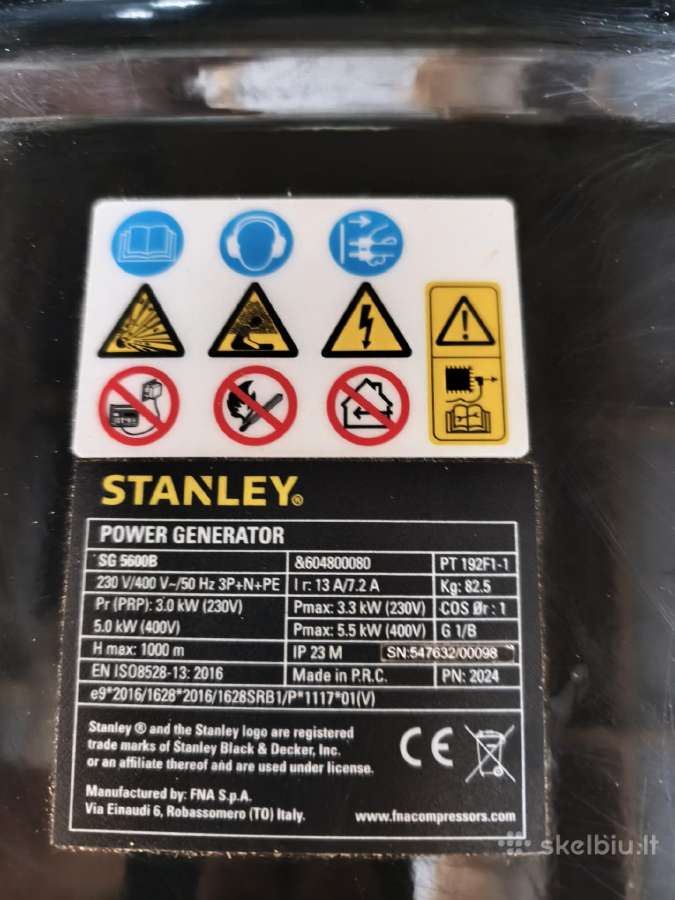 Generatorius Stanley 5 kw - nuotraukos Nr. 4