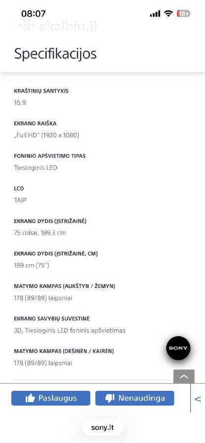 Sony bravia 193cm istrizaine kdl 75w855c - nuotraukos Nr. 5