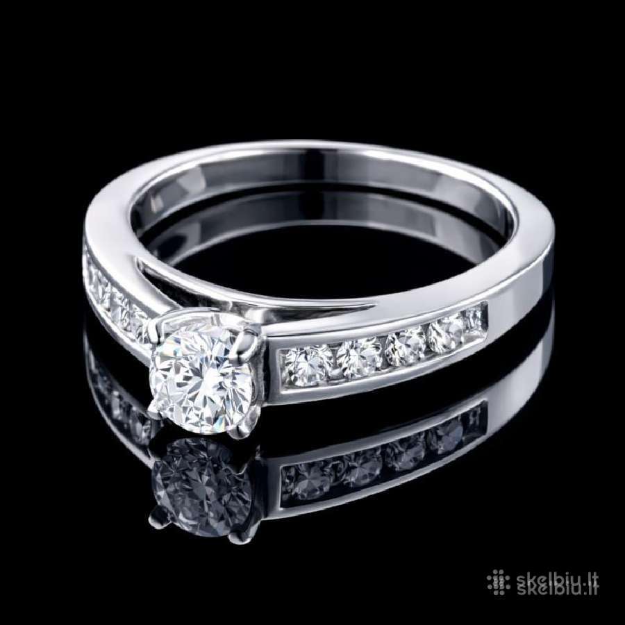 Balto 750 prabos Aukso Žiedas Su Deimantais 0.65ct - nuotraukos Nr. 2