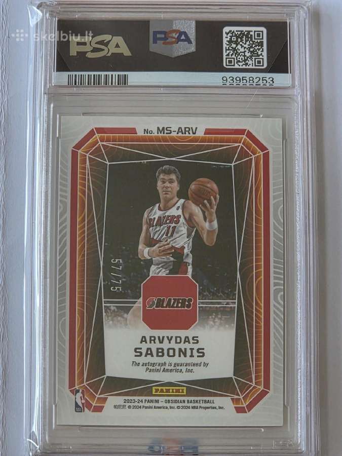 2023 Obsidian Arvydas Sabonis Psa 10 Auto /75 - nuotraukos Nr. 2