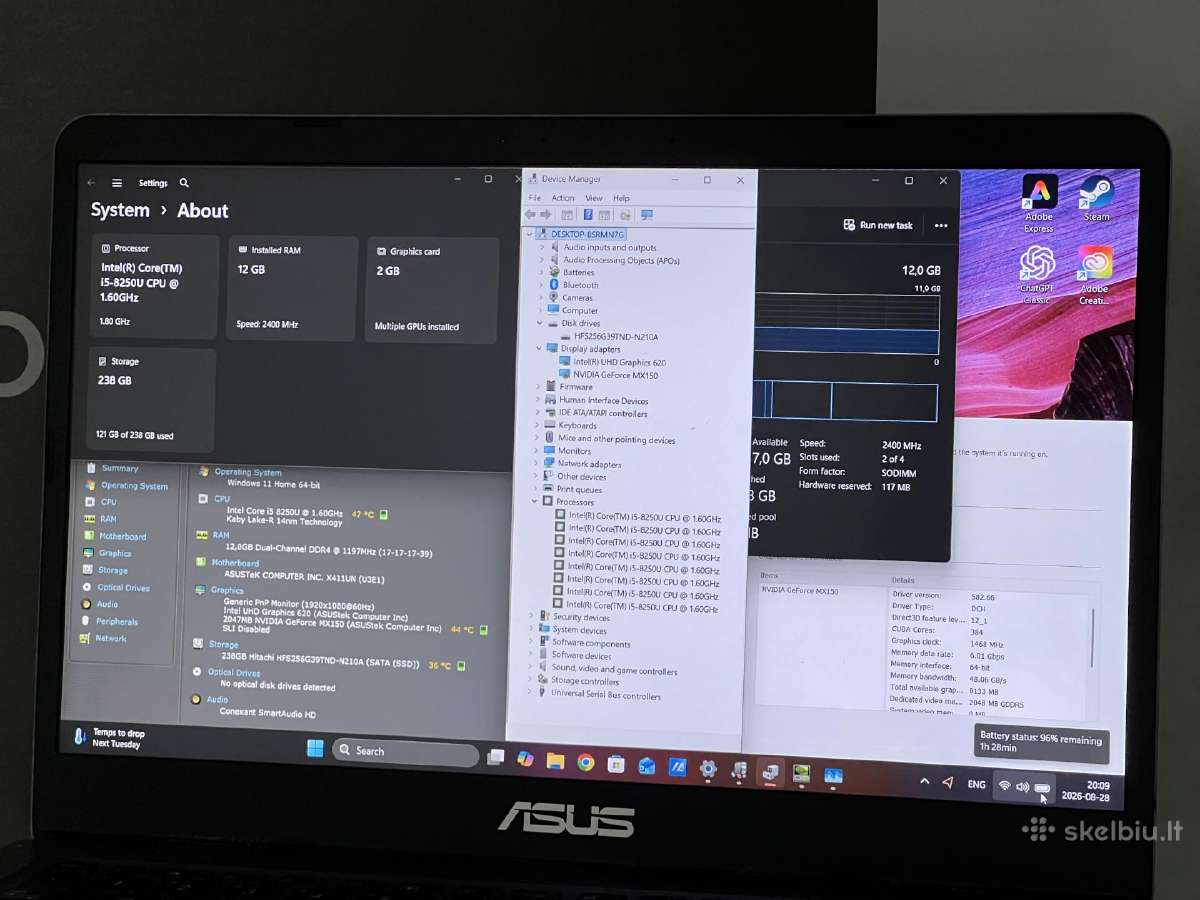 Parduodamas Asus Vivobook 14 su Mx 150, I5-8k. - nuotraukos Nr. 8
