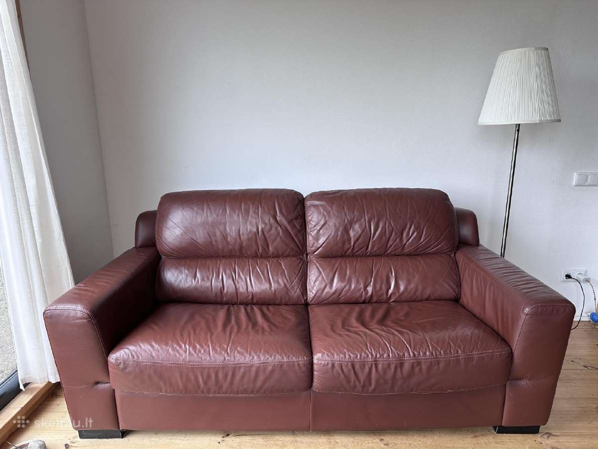Dvivietė odinė sofa - 80 € - nuotraukos Nr. 3