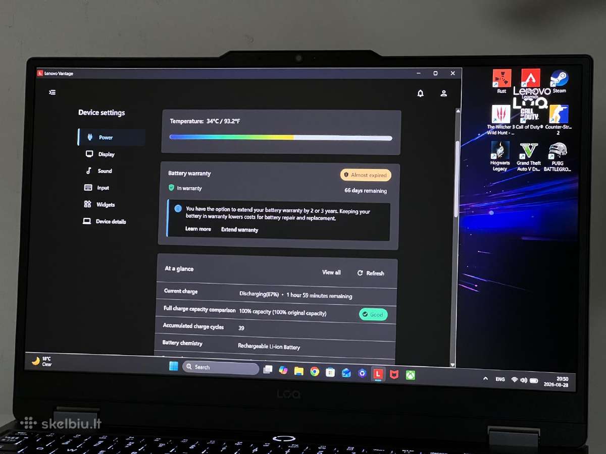 Parduodamas Lenovo Loq su Rtx 5050, I5-13hx, 144hz - nuotraukos Nr. 10