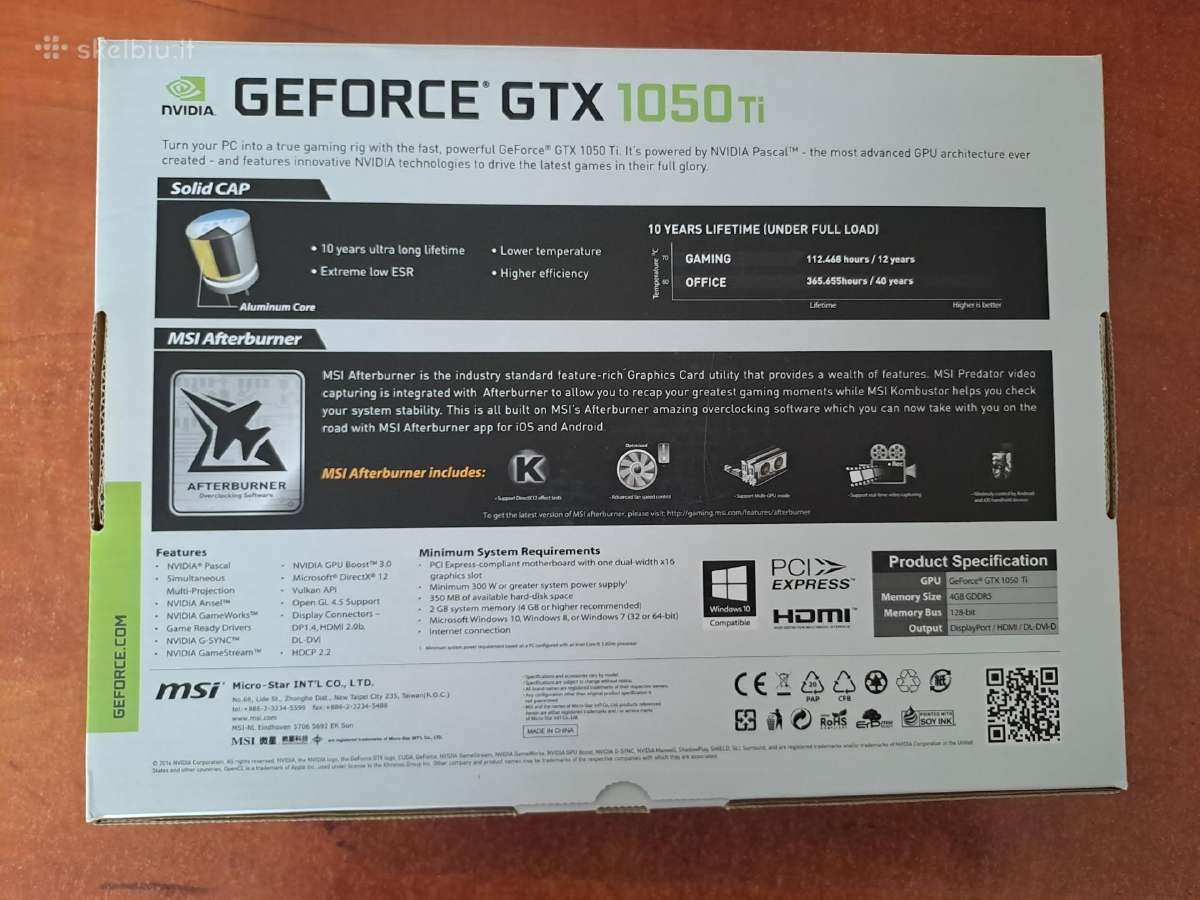 Nvidia Gtx 1050 Ti 4gb Oc - nuotraukos Nr. 12