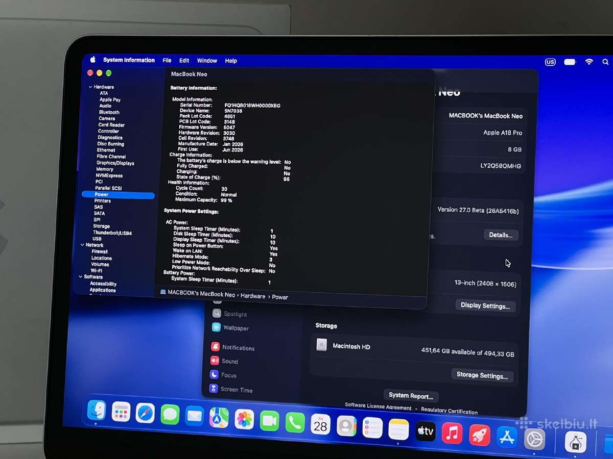 Parduodamas MacBook Neo 13 su A18 Pro, 8gb/512gb. - nuotraukos Nr. 12