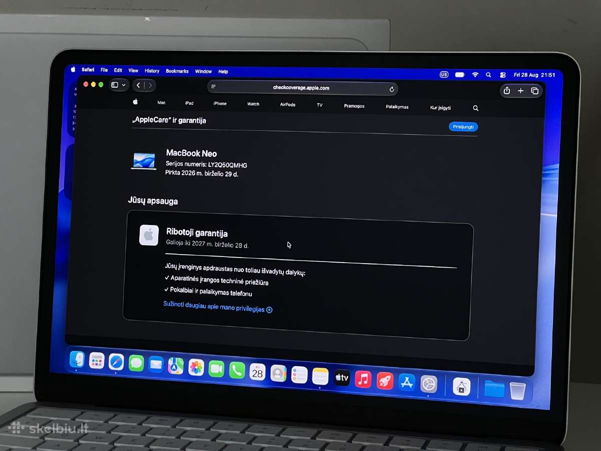 Parduodamas MacBook Neo 13 su A18 Pro, 8gb/512gb. - nuotraukos Nr. 14