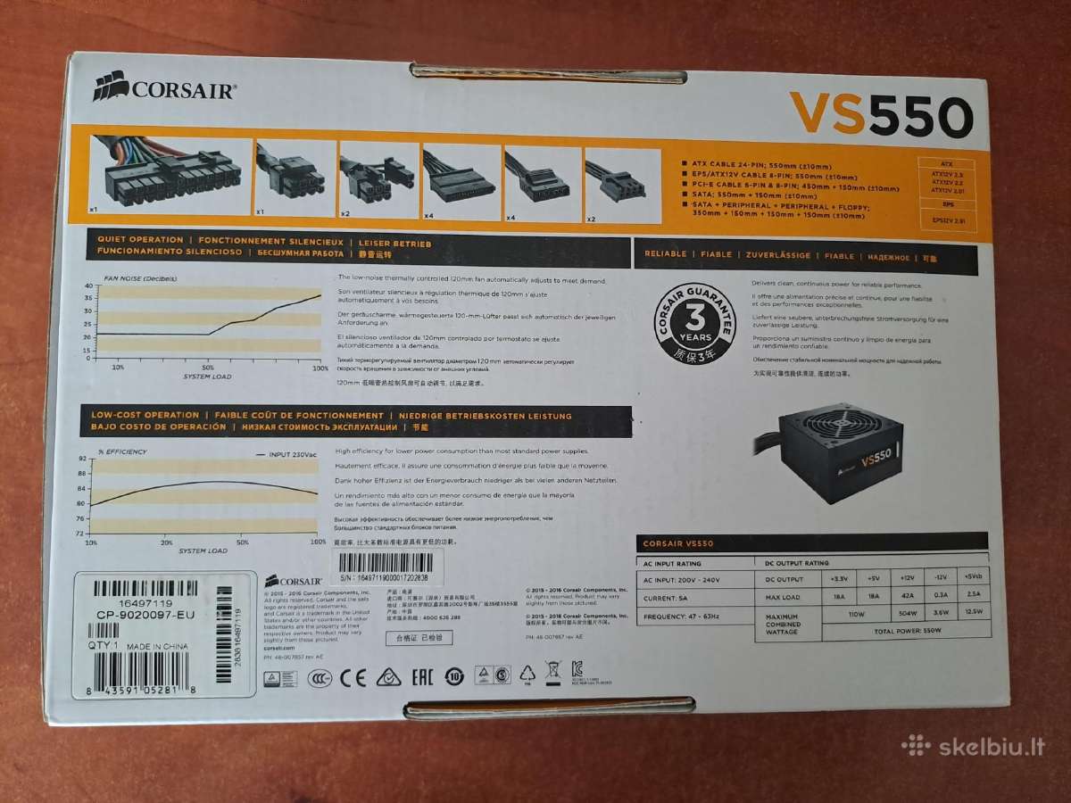 Maitinimo blokas Corsair Vs550 550w - nuotraukos Nr. 2