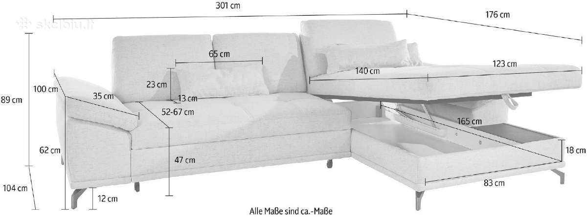Minkštas kampas „Costello su miego funkcija ir dė - nuotraukos Nr. 6
