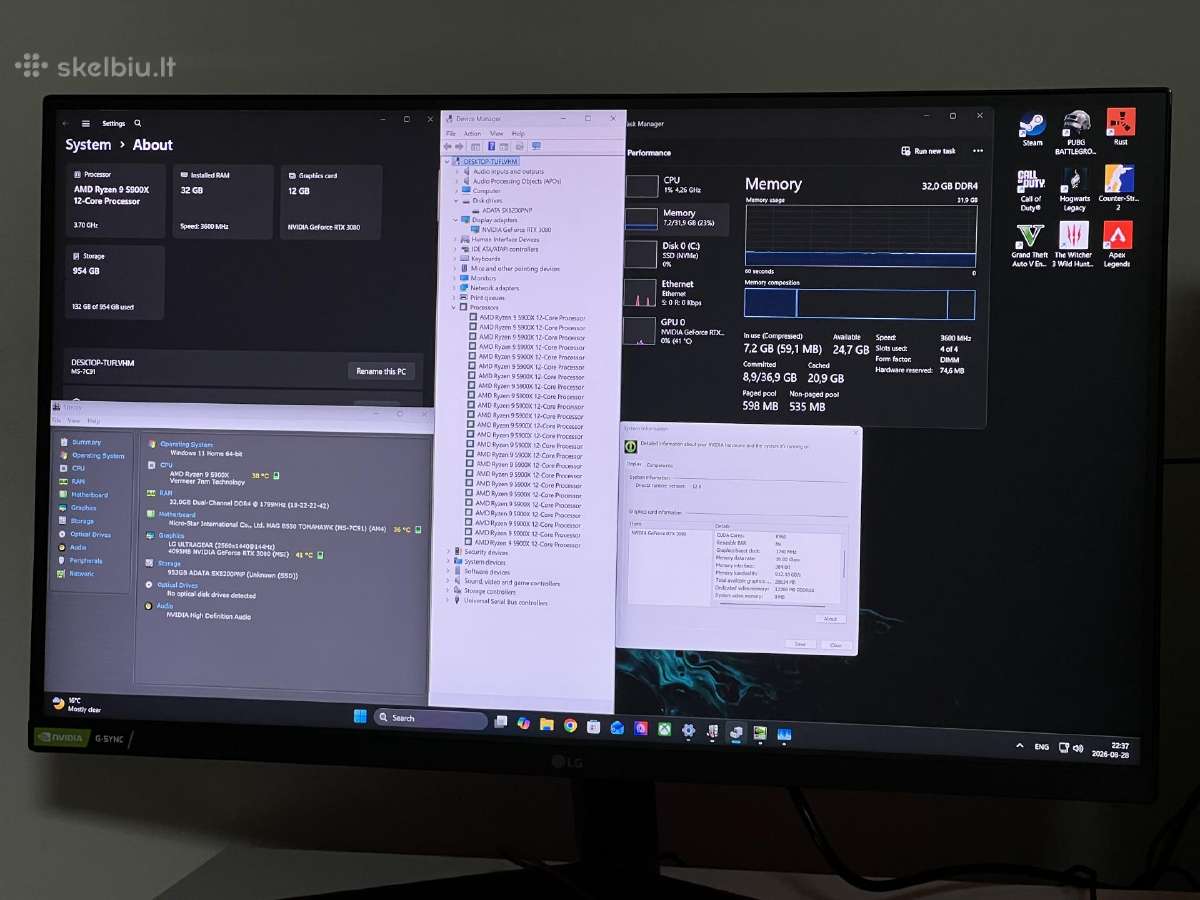 Parduodamas Stac. Su Rtx 3080, Ryzen 9, 32gb/1tb. - nuotraukos Nr. 4