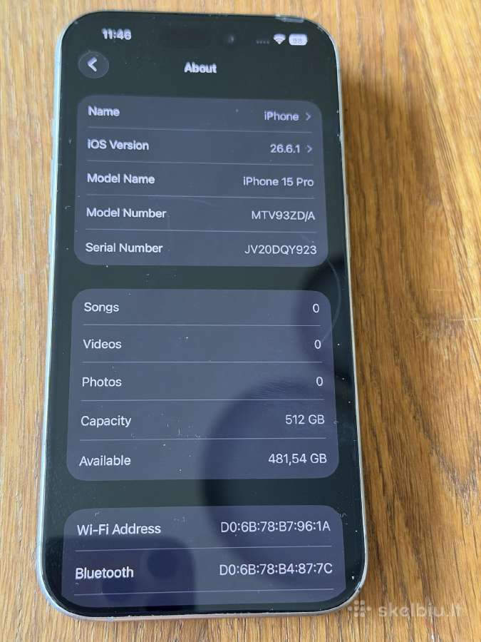 Apple iPhone 15 Pro Natural Titanium 512gb - nuotraukos Nr. 3