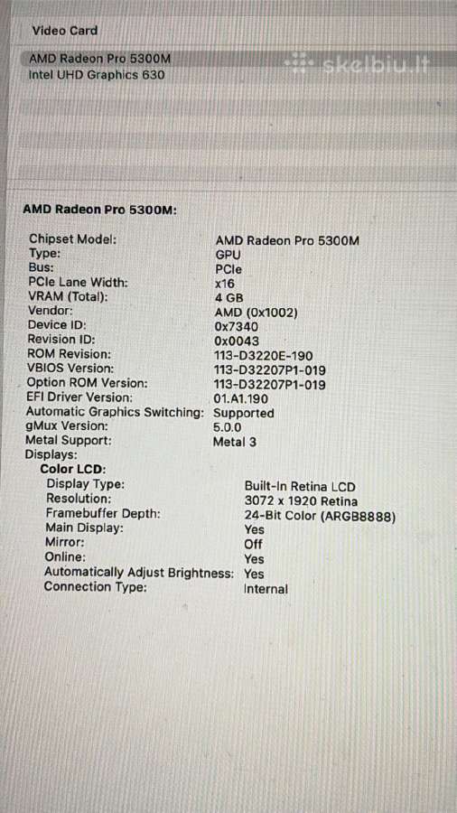 Apple MacBook Pro 16 2019 i7 16 GB 512 GB - nuotraukos Nr. 9
