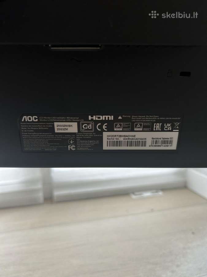 Aoc 25g3zm 24.5" Gaming Monitor - nuotraukos Nr. 4