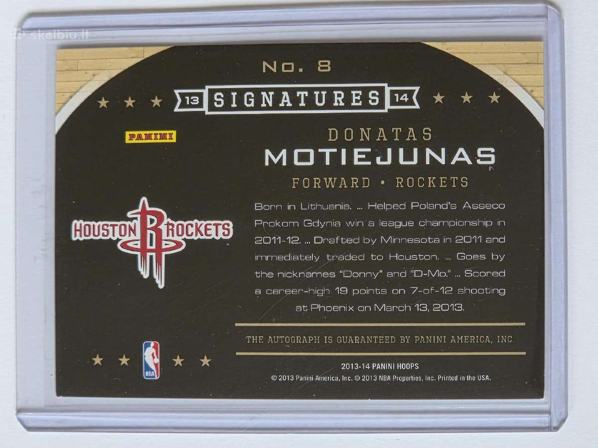 2013-14 Hoops Donatas Motiejunas Auto - nuotraukos Nr. 2