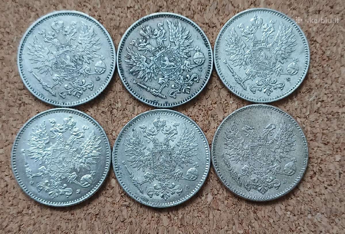 50 pennia nuo 1911 m. Suomija sidabras - nuotraukos Nr. 2