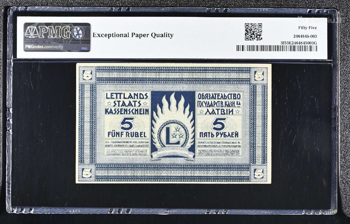 5 Rubliai 1919 m. Latvia Pmg55 Latvia - nuotraukos Nr. 2