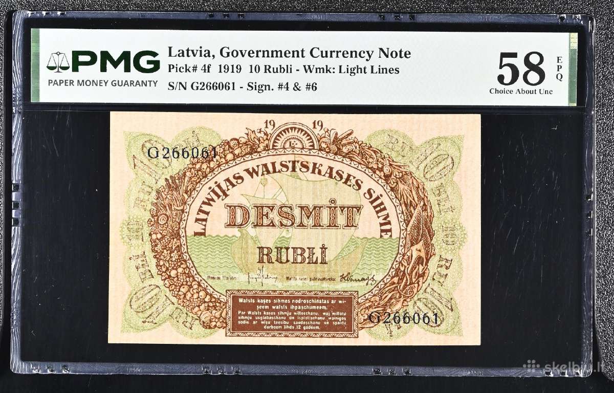 10 Rublių 1919 m. Latvia Pmg58 Latvia - nuotraukos Nr. 2