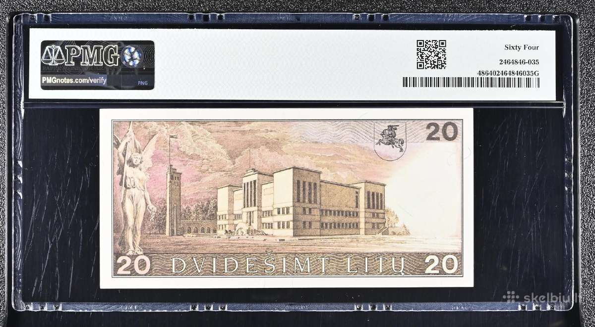20 Litų 1991 m. Aa Serija Pmg64 - nuotraukos Nr. 2