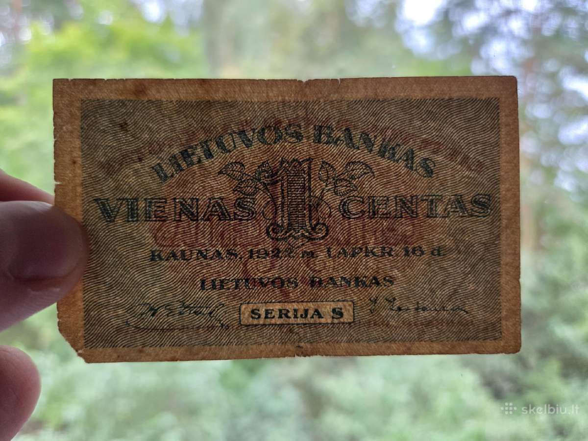 1 centas 1922 Lietuva serija S - nuotraukos Nr. 3