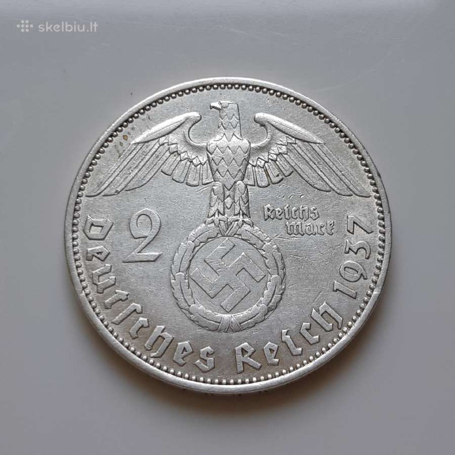 Vokietija 2 reichsmarkės sidabras 1937 A - nuotraukos Nr. 2