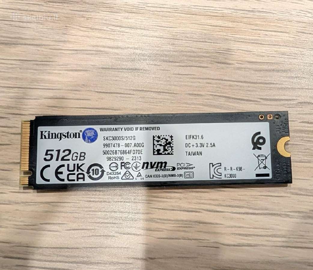 Kingston Kc3000 512gb Nvme M.2 SSD Pcie 4.0 - nuotraukos Nr. 2