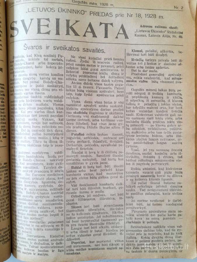 "Sveikata" "Lietuvos Ūkininkas" 1922-1928m - nuotraukos Nr. 2
