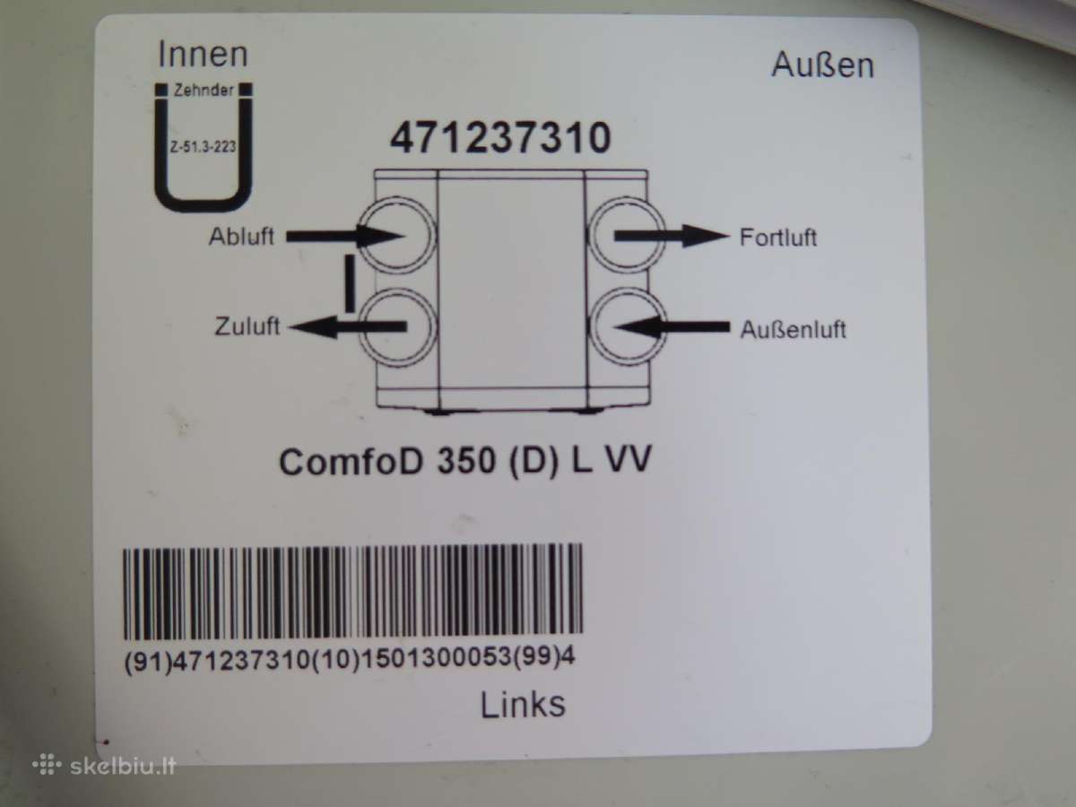 Naujas rekuperatorius Zehnder Comfoair 350 - nuotraukos Nr. 4