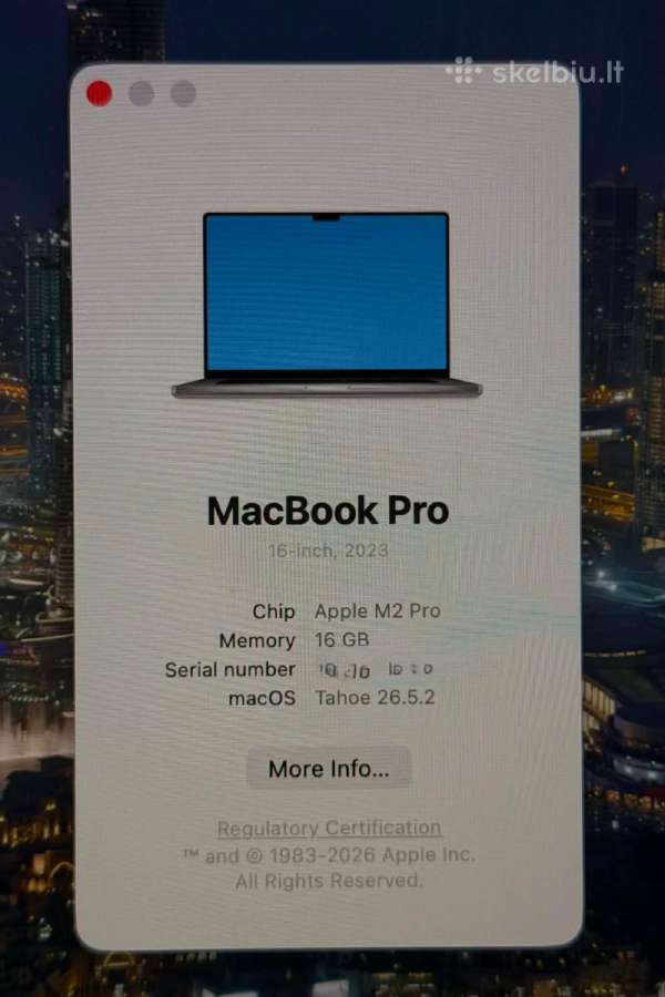 MacBook Pro 16 M2 Pro – 2023 16 GB / 1 TB - nuotraukos Nr. 5