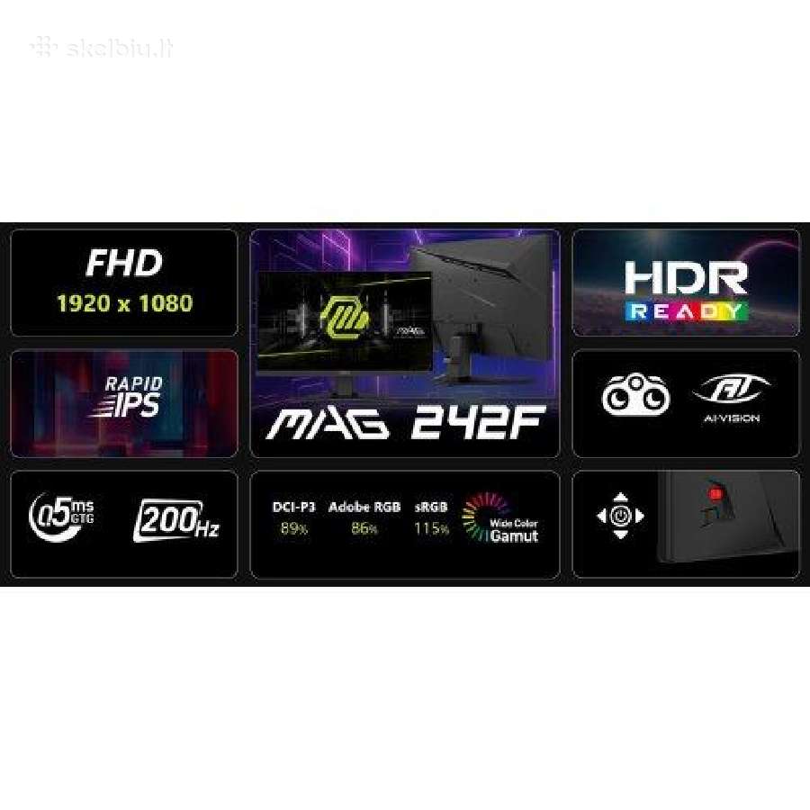 Msi 23.8" Mag 242f Black / Ips / 200hz - nuotraukos Nr. 5