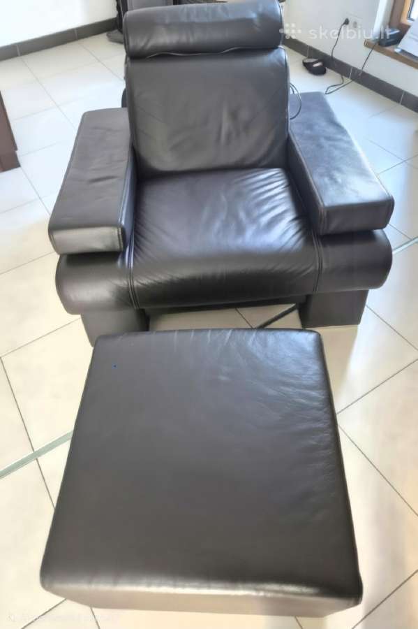 Trivietė sofa + fotelis (elektrinis) + pufas - nuotraukos Nr. 2