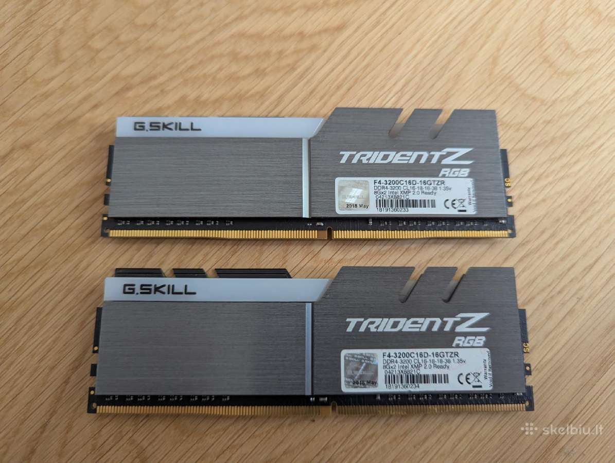 G.skill Tridentz Rgb 2x8gb 3200mhz Cl16 Ddr4 - nuotraukos Nr. 2