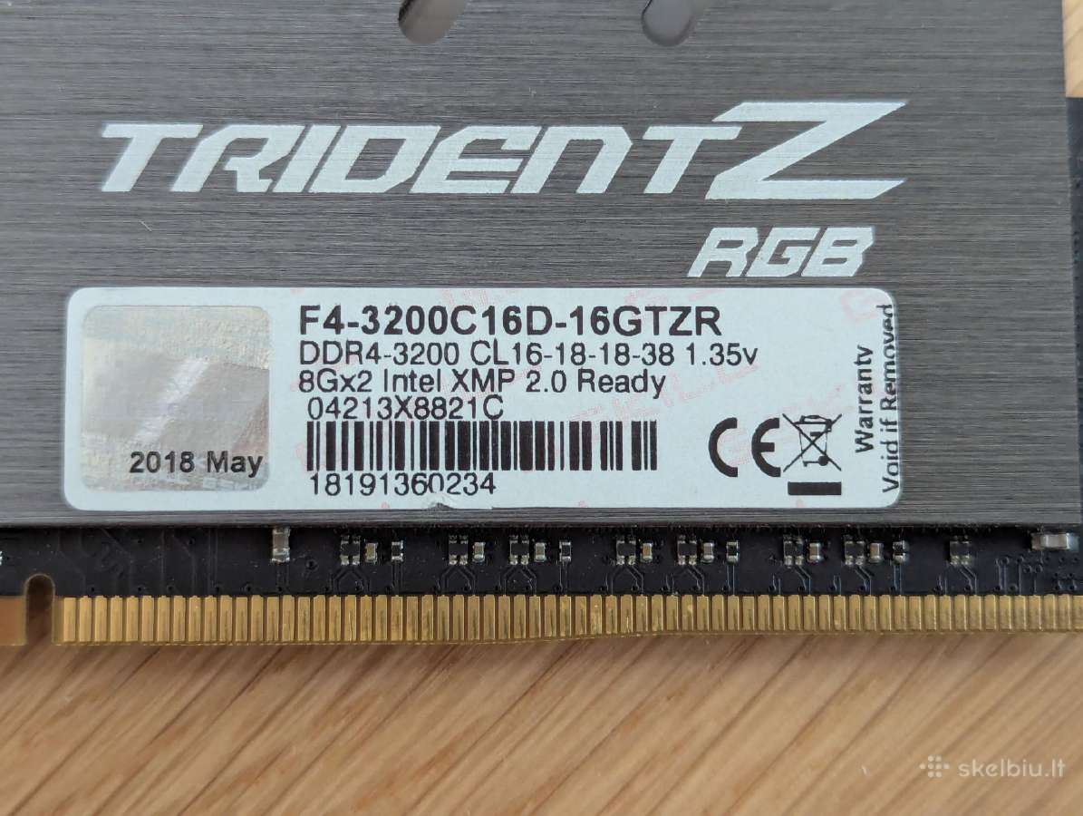 G.skill Tridentz Rgb 2x8gb 3200mhz Cl16 Ddr4 - nuotraukos Nr. 3