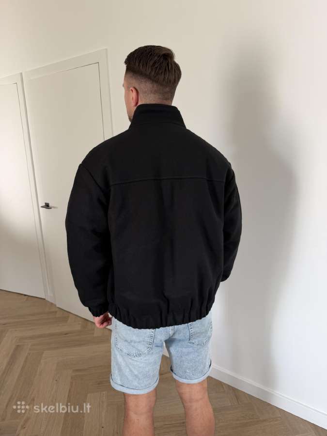 Juodas Tommy Jeans vyriškas bomberis su vilna - nuotraukos Nr. 2