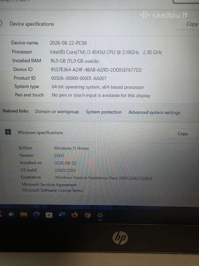 Hp Probook 450 G6. i3-8145u. 16/ 256 GB. - nuotraukos Nr. 6