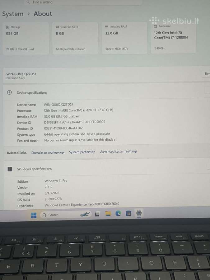 Dell Precision 5570 i7 32gb 1tb Rtx A2000 8gb - nuotraukos Nr. 15