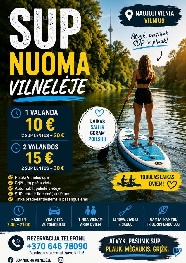 Irklenčių (Sup) nuoma Vilniuje – Vilnelės upėje - nuotraukos Nr. 6