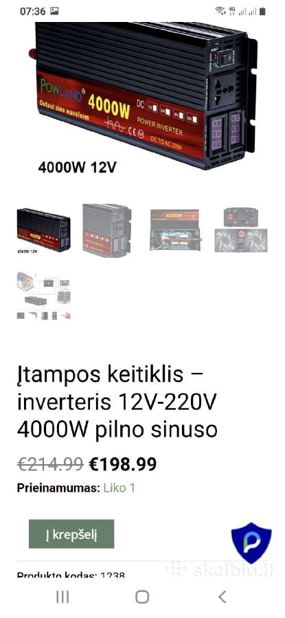 Gryno Sinuso Įtampos Keitiklis (Inverteris) 4000w - nuotraukos Nr. 5