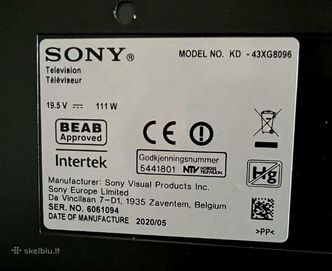 Sony Kd-43xg8096 43" 4k Android TV - nuotraukos Nr. 2