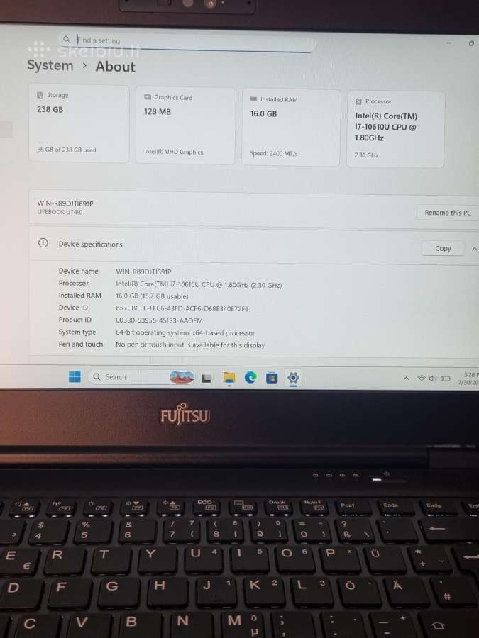 Fujitsu Lifebook U14 - nuotraukos Nr. 8