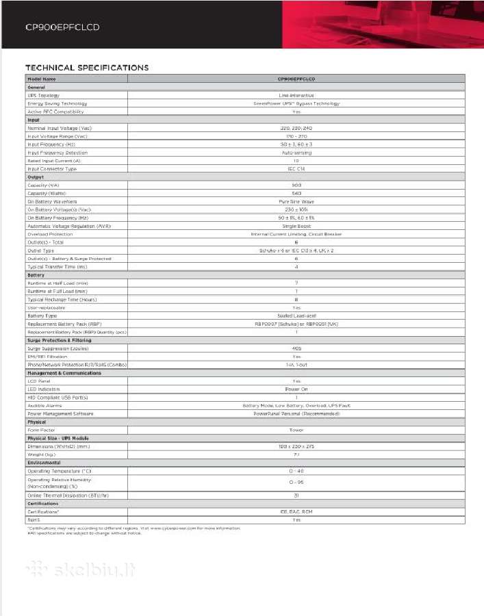 Ups Cyberpower Cp900epfcl - nuotraukos Nr. 8