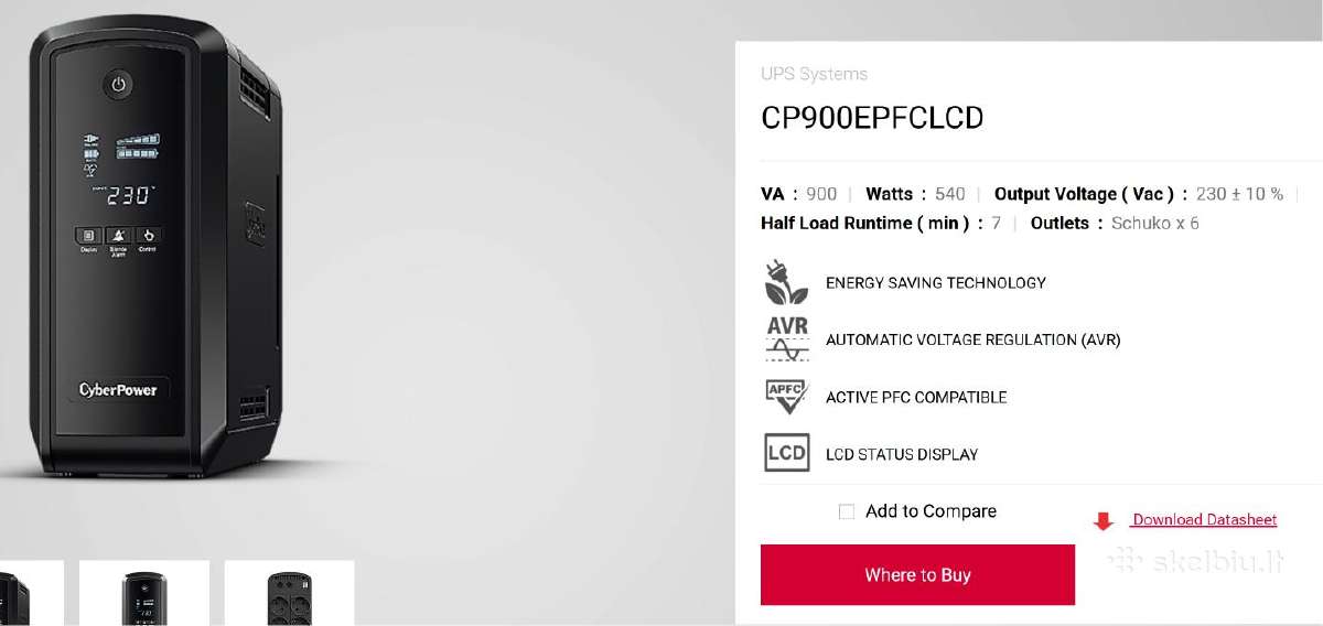 Ups Cyberpower Cp900epfcl - nuotraukos Nr. 6