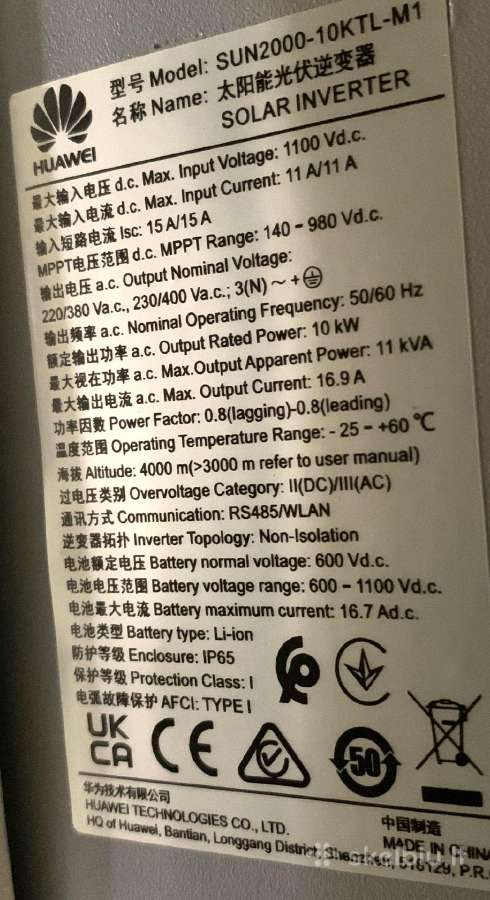 Parduodu Huawei Sun2000-10ktl-m1 inverterį - nuotraukos Nr. 2