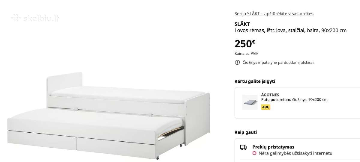 Parduodama Ikea lova ( dviejų miegamų vietų) - nuotraukos Nr. 4