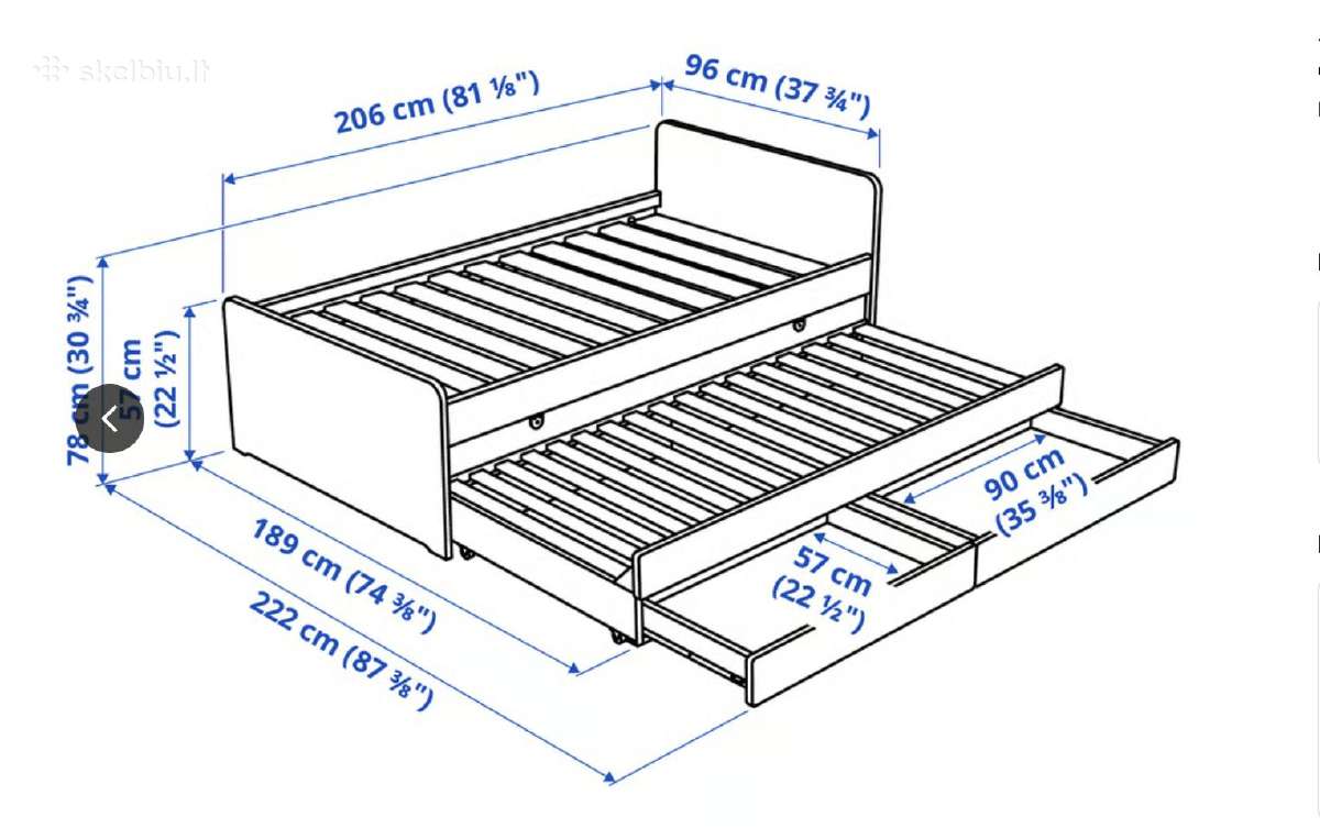 Parduodama Ikea lova ( dviejų miegamų vietų) - nuotraukos Nr. 3