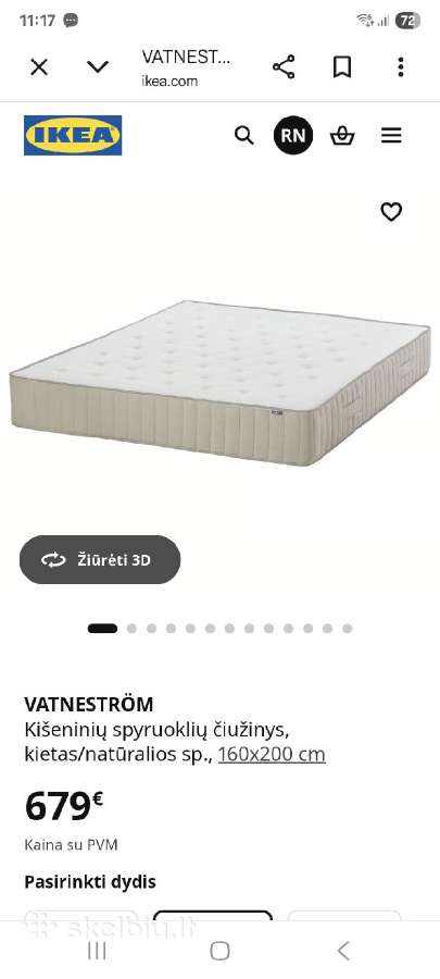 Čiužinys 160/200 Ikea Vatnestrom - nuotraukos Nr. 3