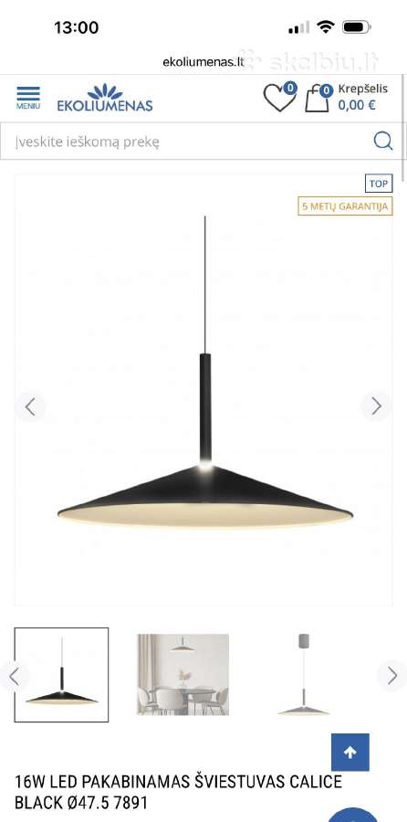 16w LED Pakabinamas Šviestuvas Calice Black 47.5 - nuotraukos Nr. 2