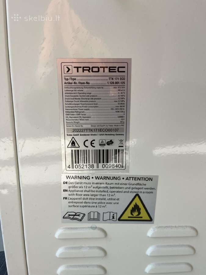 Drėgmės surinkėjas Trotec ttk 171 Eco - nuotraukos Nr. 2