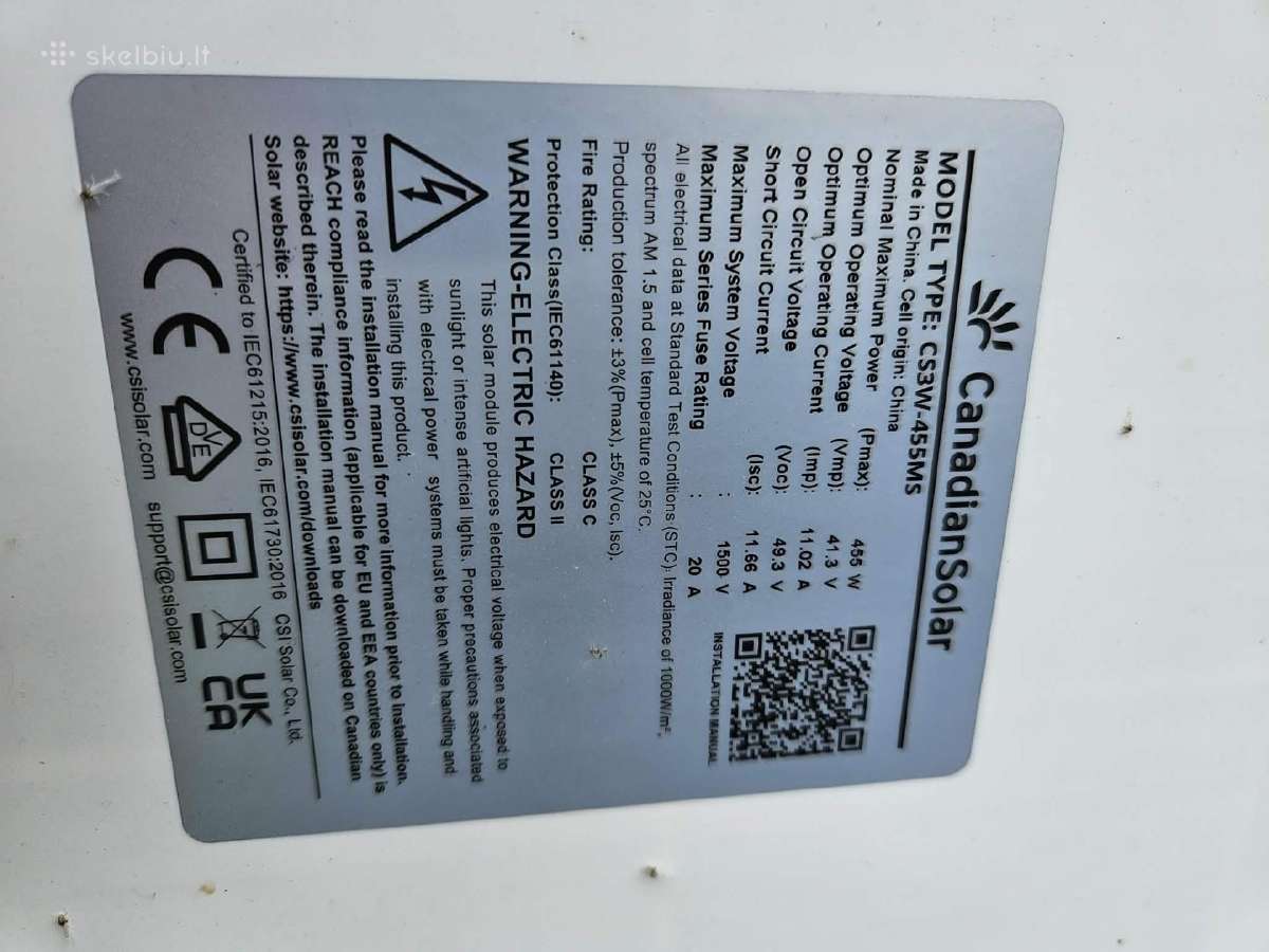 Parduodamos saulės panelės Canadiansolar 455w - nuotraukos Nr. 2