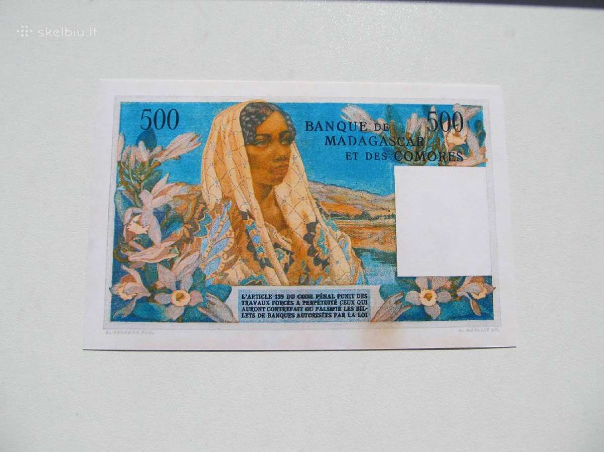 500 franku , Madagaskaras Komorai 1950 - nuotraukos Nr. 2