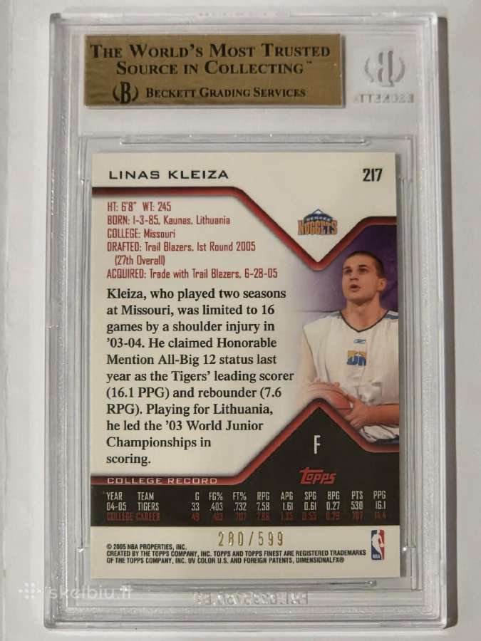 2004-05 Beckett Linas Kleiza RC /599 - nuotraukos Nr. 2
