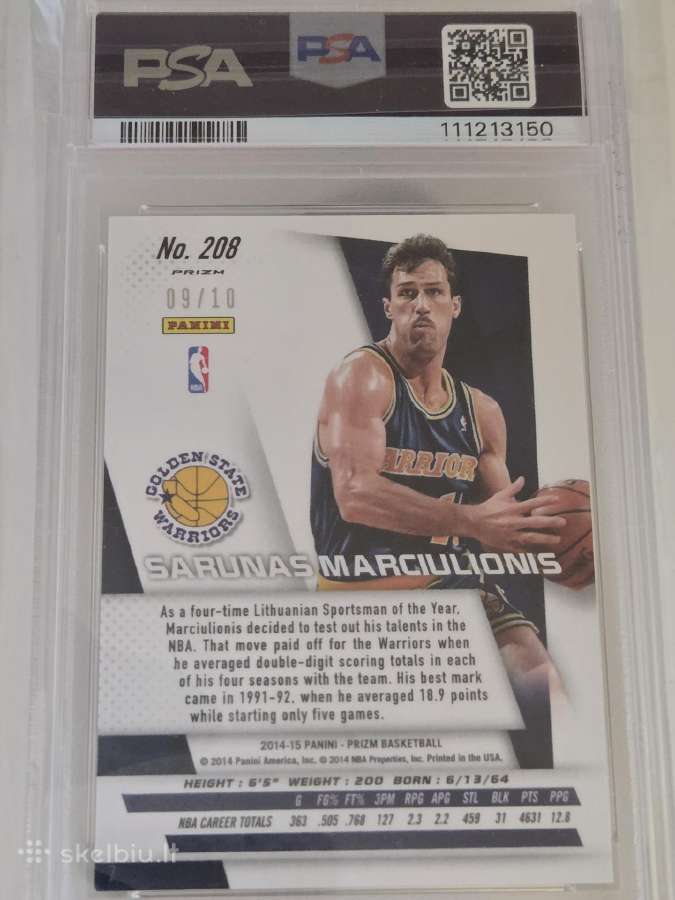 2014 Panini Prizm Sarunas Marciulionis Psa 9 /10 - nuotraukos Nr. 2